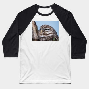 Little owl perched on at tree trunk Baseball T-Shirt